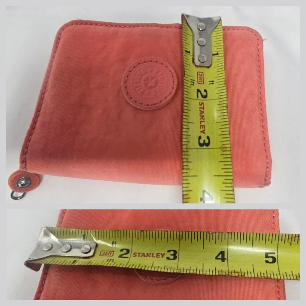 Kipling Money Love Zipper Wallet Coral Nylon RFID Blocking